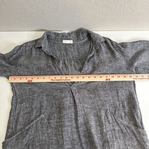 CP Shades 100% Linen Chambray Teton Tunic Blouse Dress Size XS Black Gray Top - Picture 9 of 13